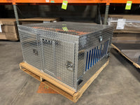 Dog Crate 55127 Professional K9 Series Search & Rescue / Single Compartment / Side Drawer Storage / 47 W X 45 D X 27 H / All Season Vents / Bright / Diamond Tread Aluminum / Owens Products