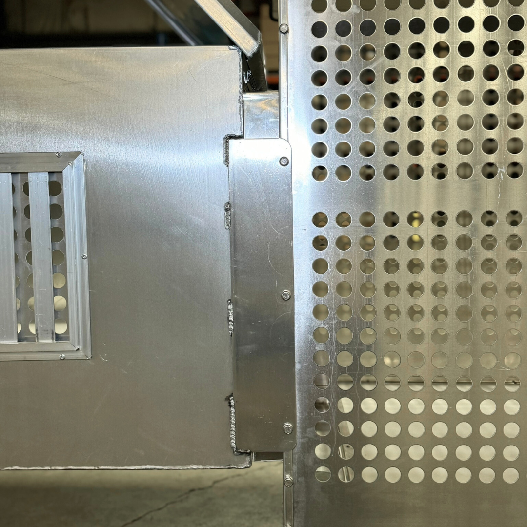 Dog Box 55600 Professional K9 Series Kennel / 46.5 W x 133 D x 63.5 H / Hole Ventilation / Mill Finish Aluminum / Owens Products