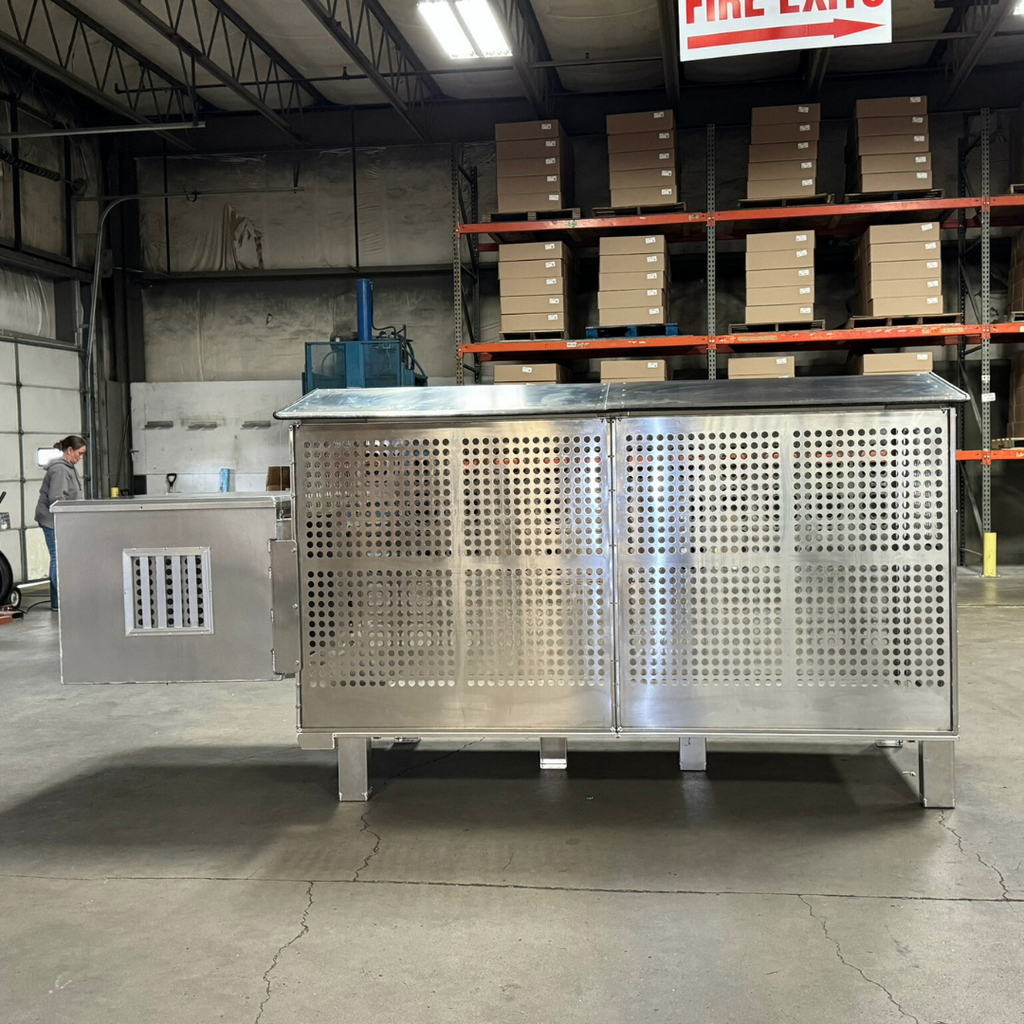 Dog Box 55600 Professional K9 Series Kennel / 46.5 W x 133 D x 63.5 H / Hole Ventilation / Mill Finish Aluminum / Owens Products