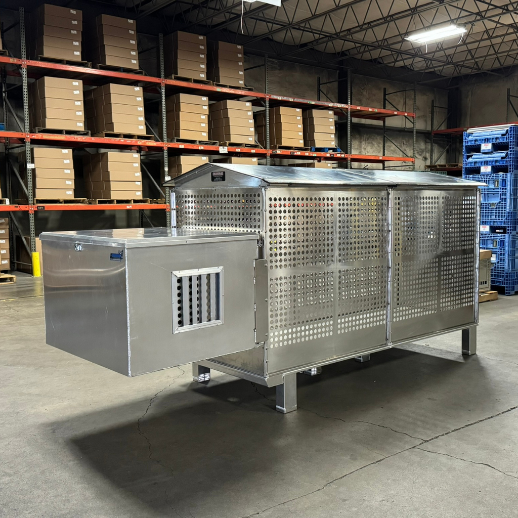 Dog Box 55600 Professional K9 Series Kennel / 46.5 W x 133 D x 63.5 H / Hole Ventilation / Mill Finish Aluminum / Owens Products