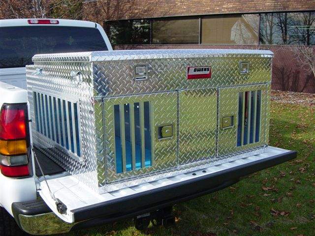Dog Box 55012 Hunter Series Double Compartment with Top Storage / 48 W x 45 D x 26 H / All Seasons Vents / Diamond Tread Aluminum / Owens Products