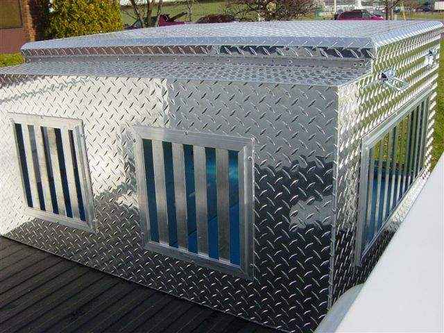 Dog Box 55012 Hunter Series Double Compartment with Top Storage / 48 W x 45 D x 26 H / All Seasons Vents / Diamond Tread Aluminum / Owens Products