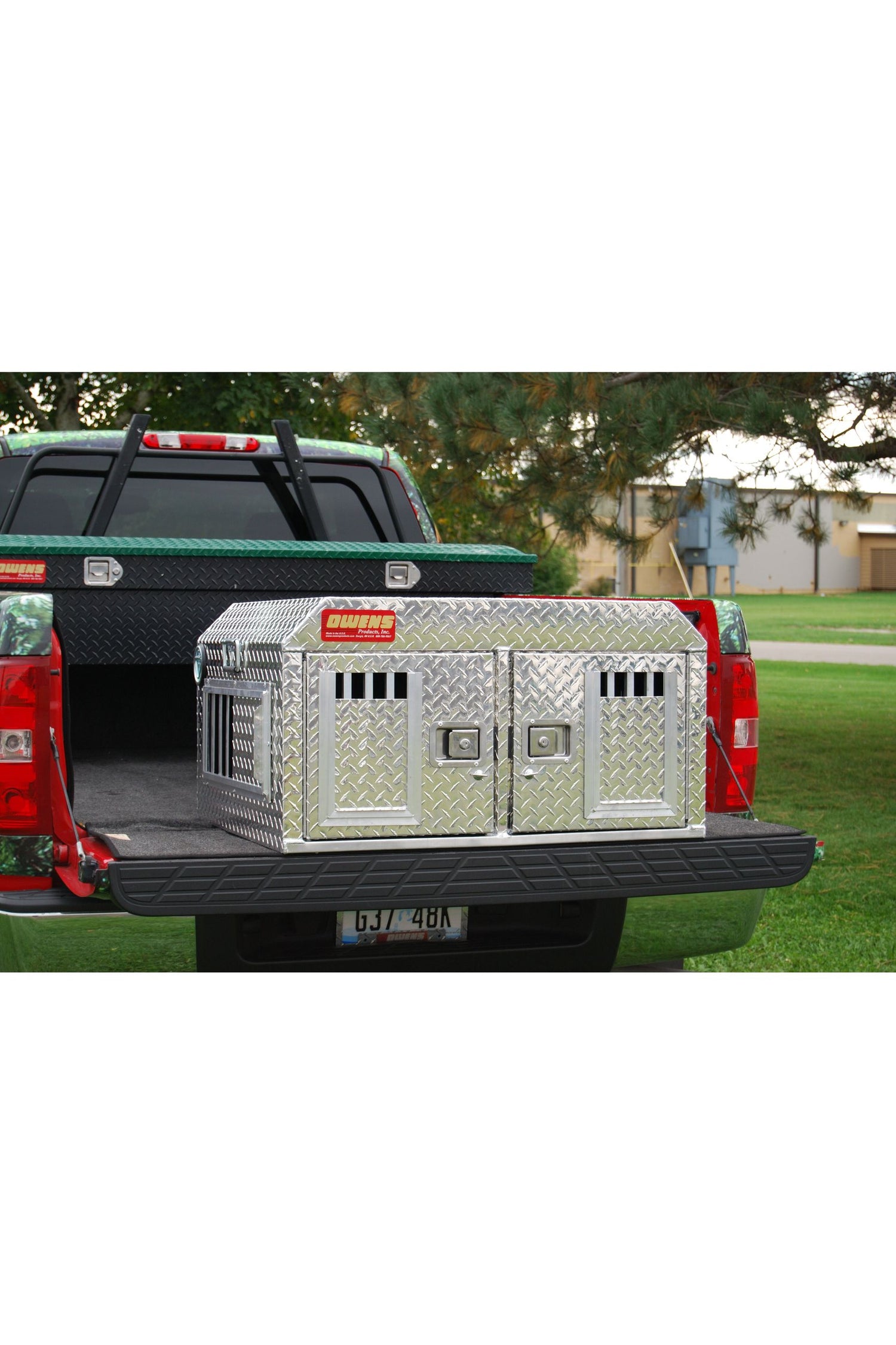 Dog Box 55017 Hunter Series Double Compartment / 36 W x 30 D x 19.75 H / ATV UTV SUV / Standard Vents / Diamond Tread Aluminum / Owens Products