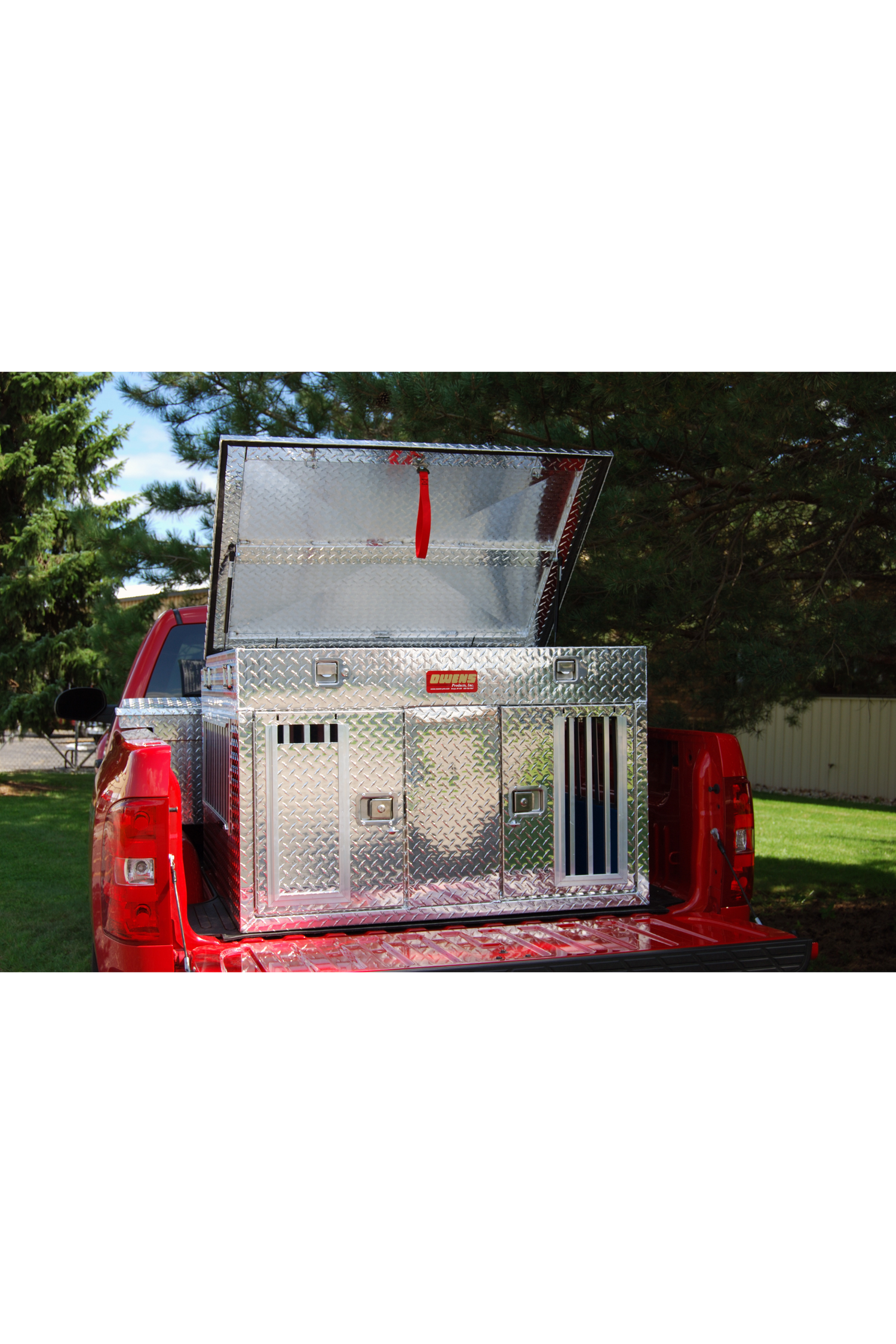 Dog Box 55044 Hunter Series Double Compartment with Top Storage / 48 W x 45 D x 32 H / Tall / All Seasons Vents / Diamond Tread Aluminum / Owens Products