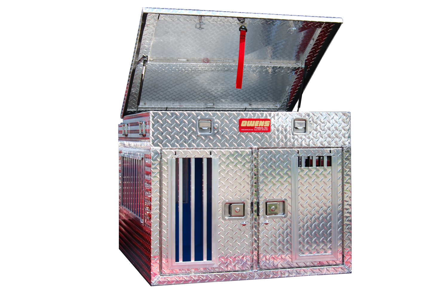 Dog Box 55056 Hunter Series Double Compartment with Top Storage / Tall / 38 W x 45 D x 32 H / All Season Vents / Diamond Tread Aluminum / Owens Products