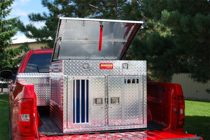 Dog Box 55056 Hunter Series Double Compartment with Top Storage / Tall / 38 W x 45 D x 32 H / All Season Vents / Diamond Tread Aluminum / Owens Products