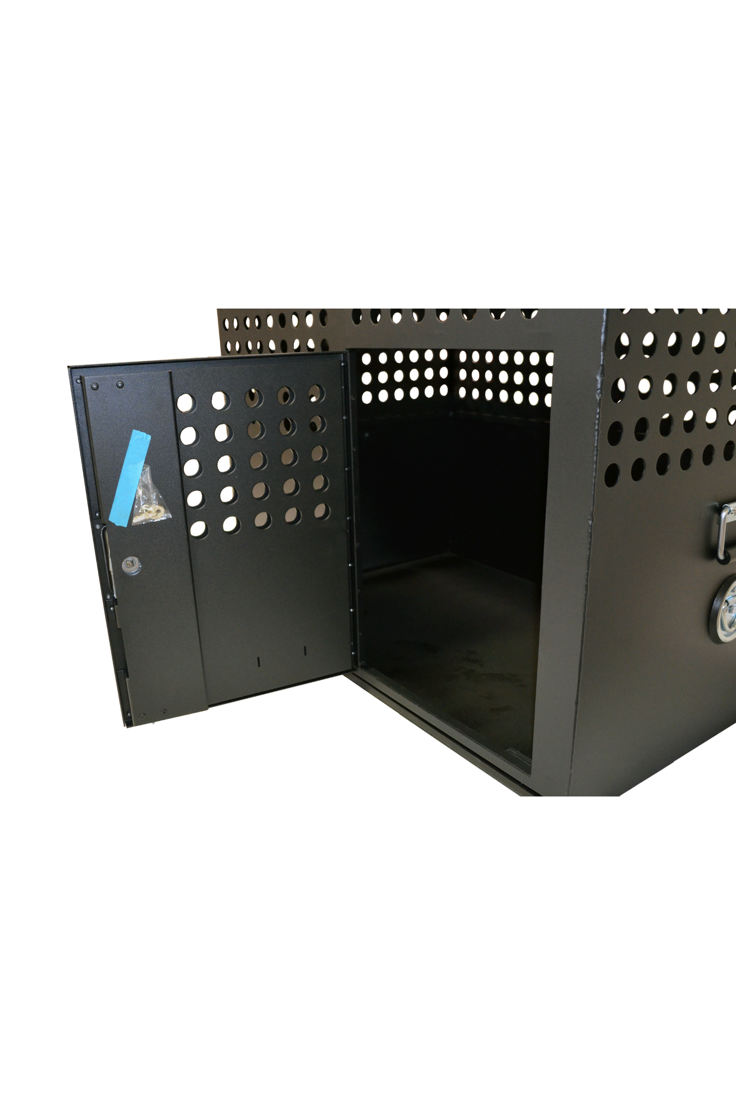 Dog Crate 55310W Professional K9 Series Tactical Single Compartment / Side Door / White / 36 W x 24 D x 29 H / Holes for Ventilation / Mill Finish Aluminum / Owens Products
