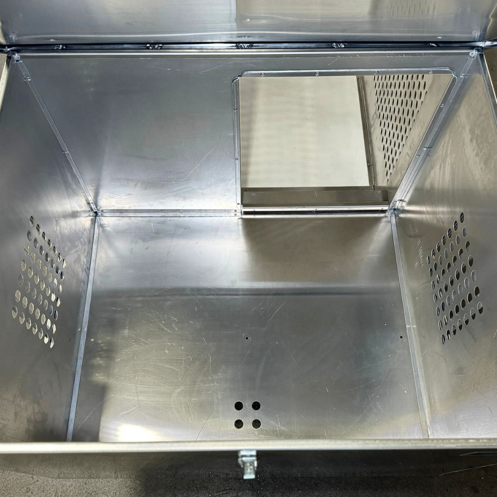 Dog Box 55600 Professional K9 Series Kennel / 46.5 W x 133 D x 63.5 H / Hole Ventilation / Mill Finish Aluminum / Owens Products