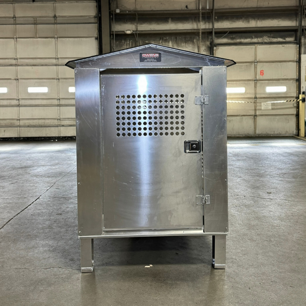 Dog Box 55600 Professional K9 Series Kennel / 46.5 W x 133 D x 63.5 H / Hole Ventilation / Mill Finish Aluminum / Owens Products
