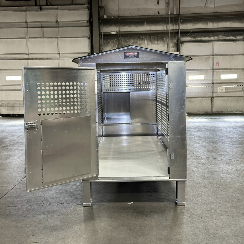 Dog Box 55600 Professional K9 Series Kennel / 46.5 W x 133 D x 63.5 H / Hole Ventilation / Mill Finish Aluminum / Owens Products