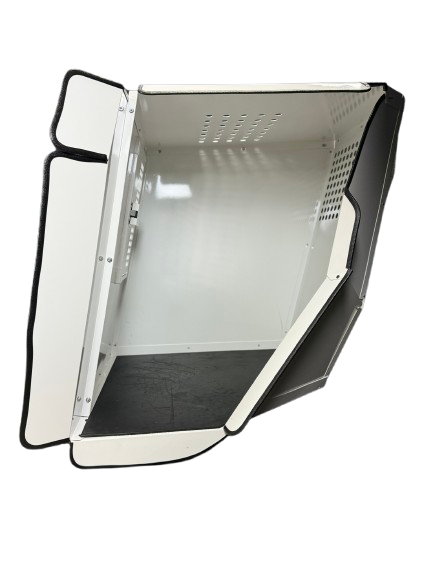 Dog Crate 55330W Professional K9 Series Dodge 2011+ Durango 2/3-1/3 K9/Prisoner Vehicle Insert / Mill Finish Aluminum / White / Owens Products