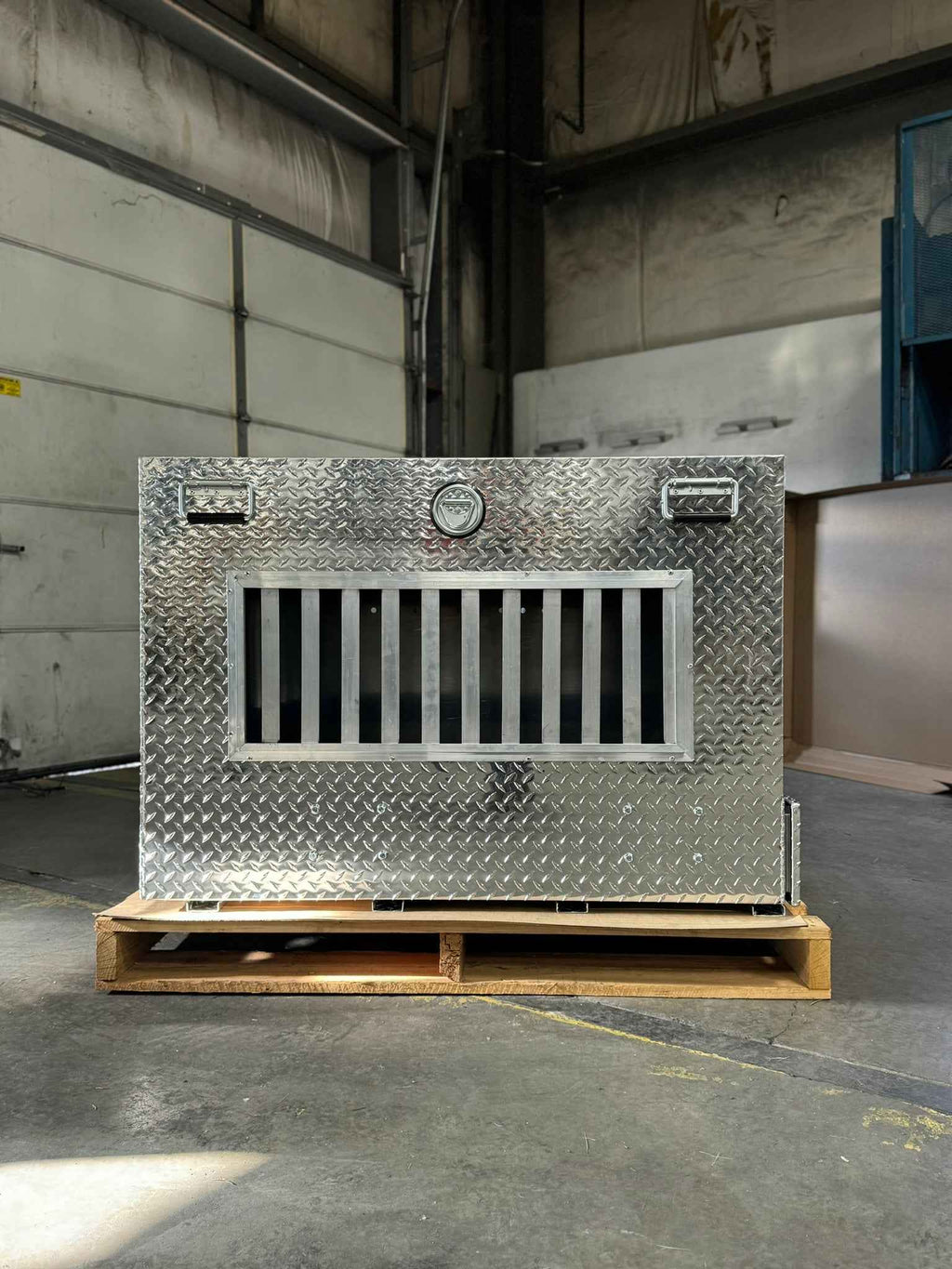 Dog Box 55057W Pro Hunter Series Double Compartment with Bottom Drawer / 46 W x 45 D x 31 H / Tall / All Seasons Vents / Diamond Tread Aluminum / Owens Products