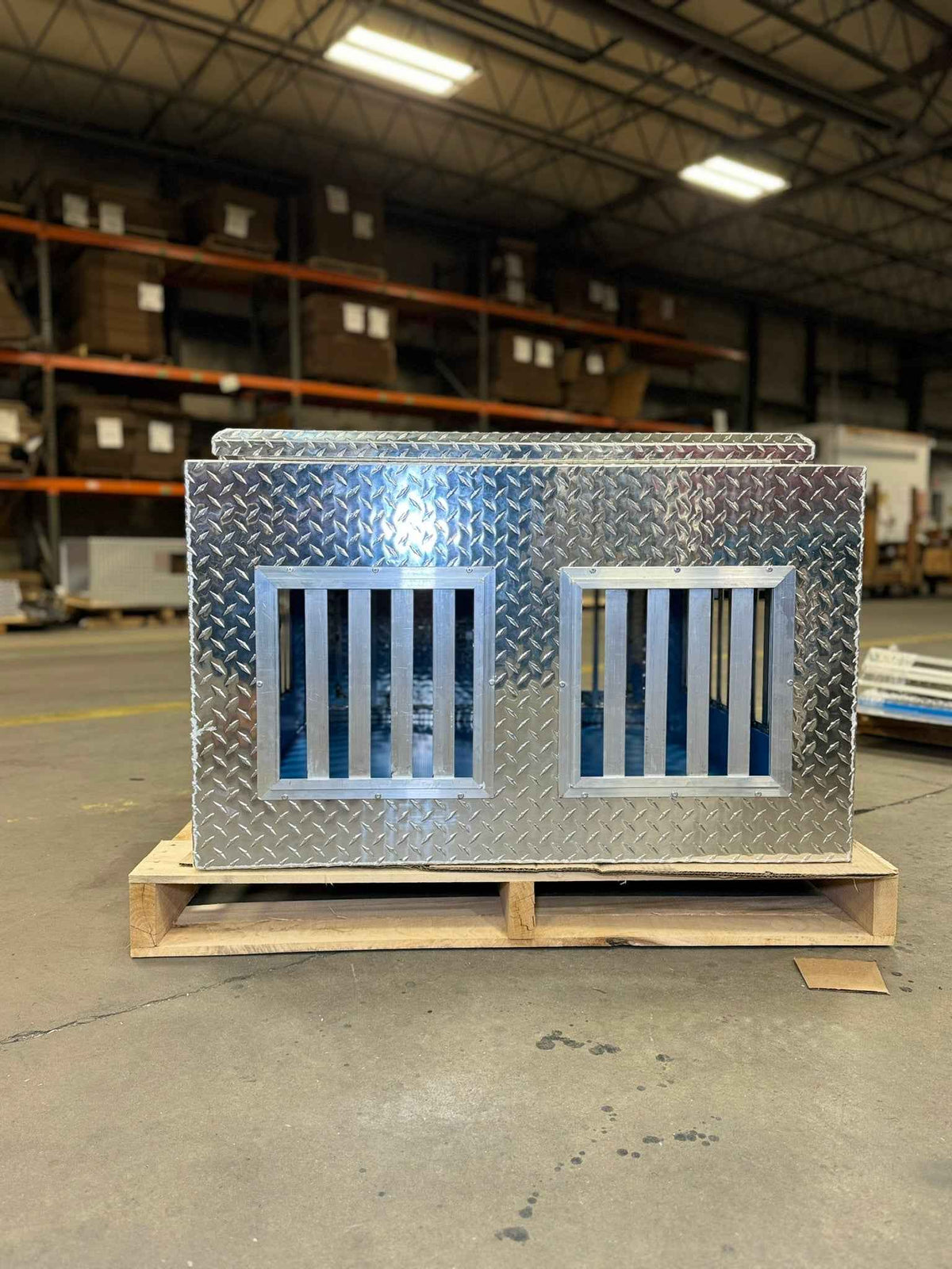 Dog Box 55011 Hunter Series Double Compartment with Top Storage / 38 W x 45 D x 26 H / All Seasons Vents / Diamond Tread Aluminum / Owens Products