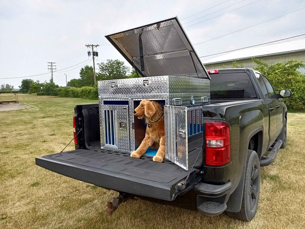 Dog Box 55107 Double Compartment Top Storage Animal Control Dog Box / 38 W X 40 D X 25 H / All Season Vents / Diamond Tread Aluminum / Owens Products