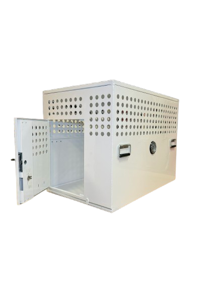 Dog Crate 55328 Professional K9 Series Tactical Single Compartment / End Door / 24 W x 36 D x 29 H / Holes for Ventilation / Mill Finish Aluminum / Owens Products