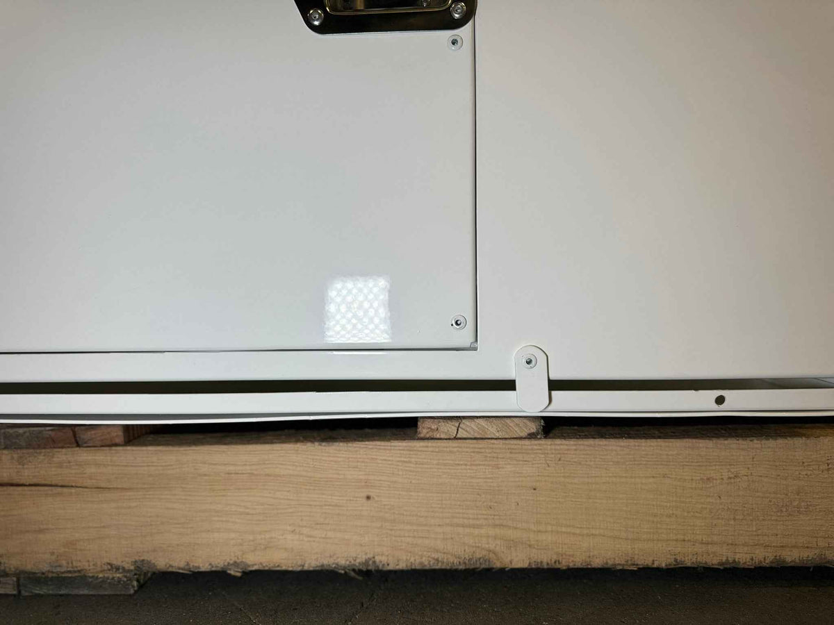 Dog Crate 55331 Professional K9 Series XL Tactical Single Compartment / End Door / 26 W x 40 D x 30 H / Holes for Ventilation / White / Mill Finish Aluminum / Owens Products