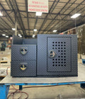 Dog Crate 55500 Professional K9 Series Rear Deployment Unit / Single Compartment / Side Drawer Storage / 45 W X 38 D X 31 H / Holes for Ventilation / Black / Diamond Tread Aluminum/ Owens Products