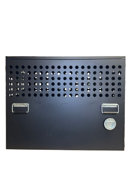 Dog Crate 55335 Professional K9 Series Tactical Single Compartment with Double Doors / End & Side Doors / Black / 36 W x 24 D x 29 H / Holes for Ventilation / Mill Finish Aluminum / Owens Products