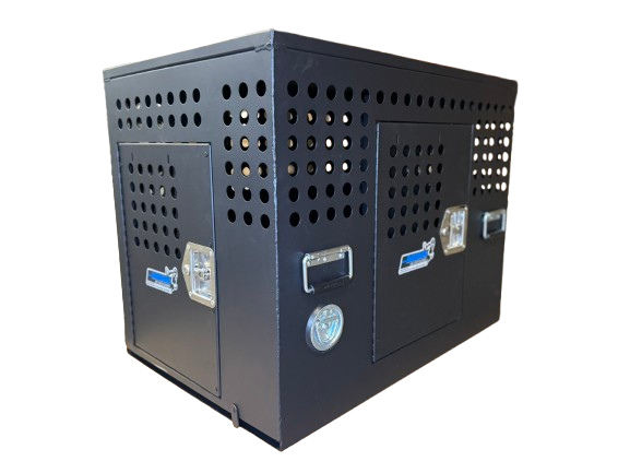 Dog Crate 55335 Professional K9 Series Tactical Single Compartment with Double Doors / End & Side Doors / Black / 36 W x 24 D x 29 H / Holes for Ventilation / Mill Finish Aluminum / Owens Products