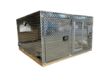 Dog Crate 55127 Professional K9 Series Search & Rescue / Single Compartment / Side Drawer Storage / 47 W X 45 D X 27 H / All Season Vents / Bright / Diamond Tread Aluminum / Owens Products