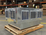 Dog Box 55111V Hunter Series Triple Compartment / Bottom Drawer Storage / 40 D x 58 W x 30 H / Side Vents / Diamond Tread Aluminum / Owens Products