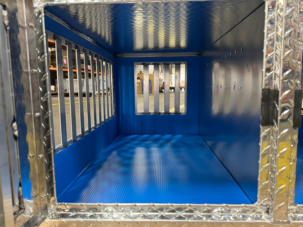 Dog Box 55478 Hunter Series Shallow Double Compartment with Top Storage / 38 W X 36 D X 26 H / Shallow / All Season Vents / Diamond Tread Aluminum / Owens Products
